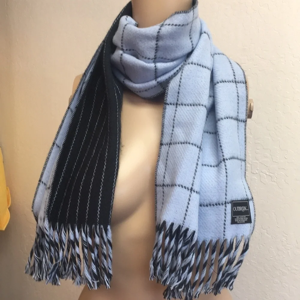 Outbrook Knit tassled edge Soft Blue Scarf made in 🇩🇪 germany